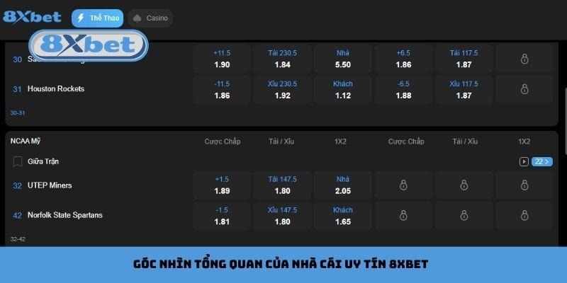Góc nhìn tổng quan của nhà cái uy tín 8xbet và thị trường cá cược
