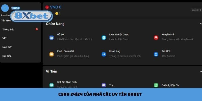 CSKH 24/24 của nhà cái uy tín 8xbet